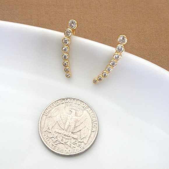 NEW Gold Crawler Earrings, Ear Climber, Minimalist Cuff Earrings, Gift For Women - Picture 6 of 9